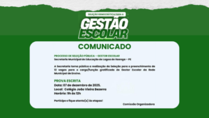 Comunicado – Processo Seleção de Gestor Escolar